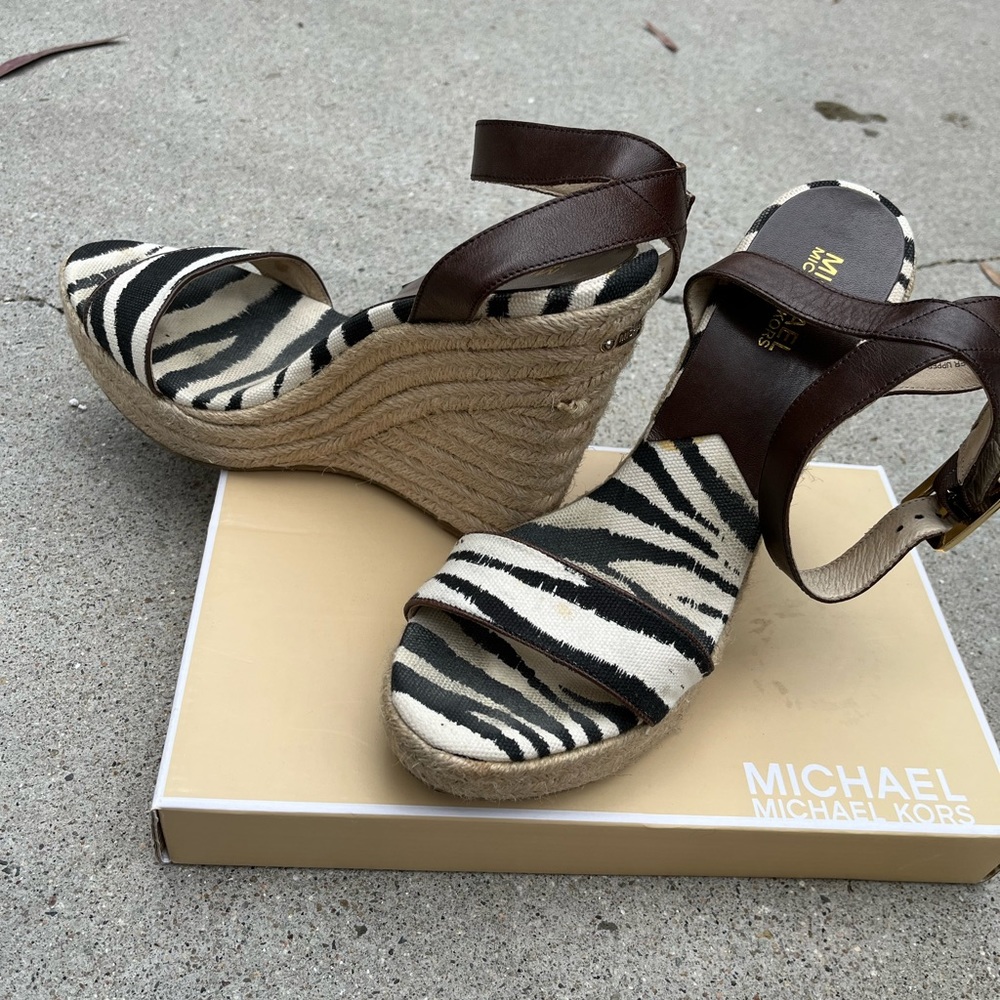 Michael Kors Zebra Espadrille Sandal. Size 9.5